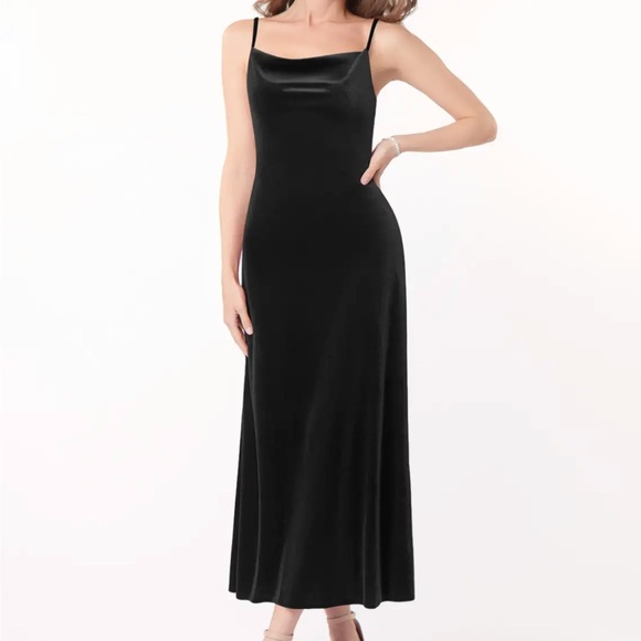 Azazie Dresses & Skirts - Azazie Lexi Velvet Dress, Tea Length Black Dress